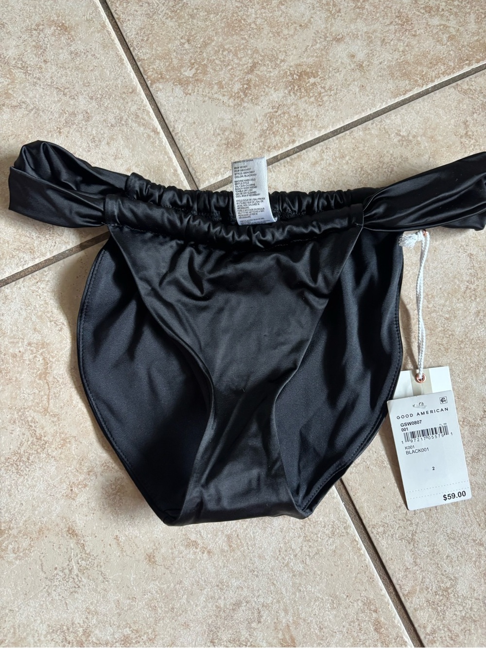 Good American Black High-Rise Bikini Bottom